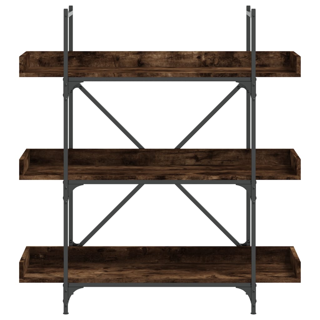 Bookcase 3-Tier Smoked Oak 100X33X108.5 Cm Engineered Wood