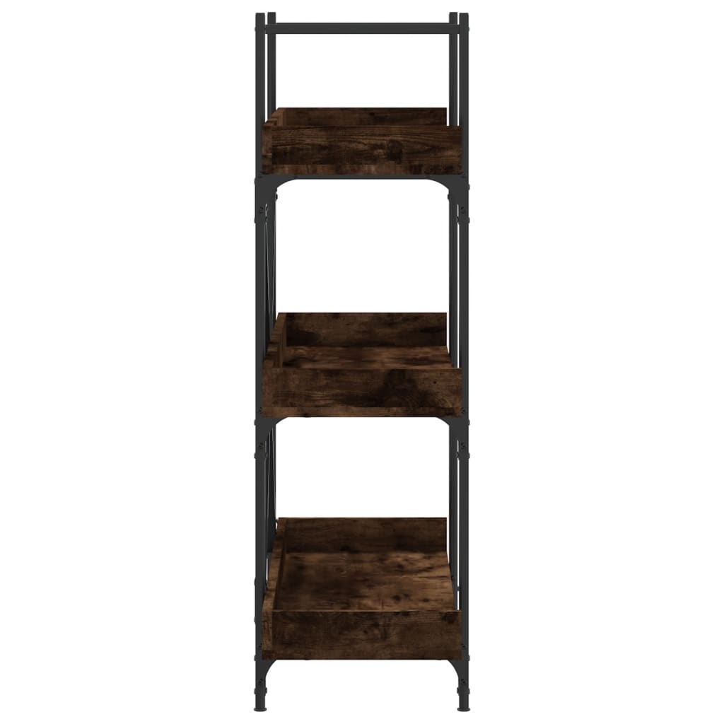 Bookcase 3-Tier Smoked Oak 100X33X108.5 Cm Engineered Wood