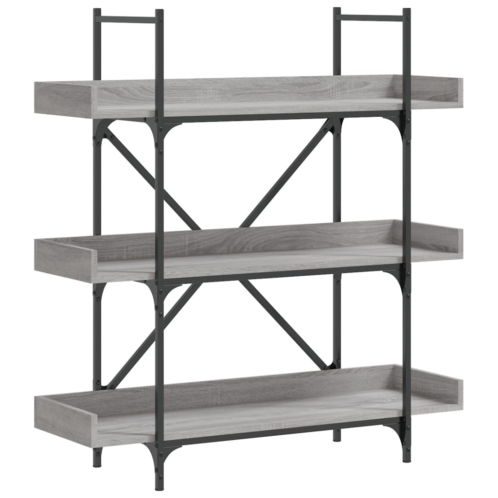 Bookcase 3-Tier Grey Sonoma 100X33X108.5 Cm Engineered Wood