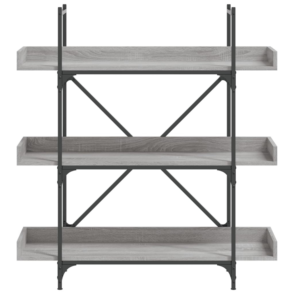 Bookcase 3-Tier Grey Sonoma 100X33X108.5 Cm Engineered Wood