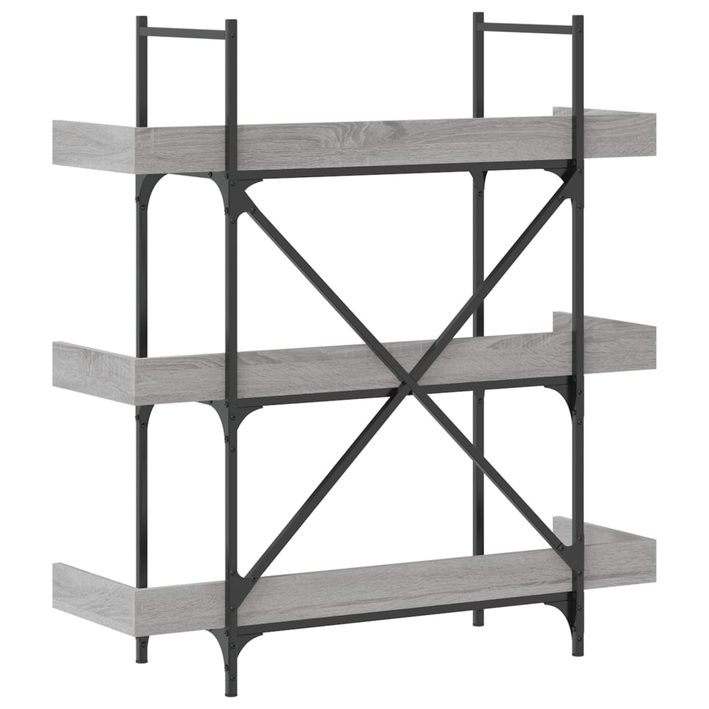 Bookcase 3-Tier Grey Sonoma 100X33X108.5 Cm Engineered Wood