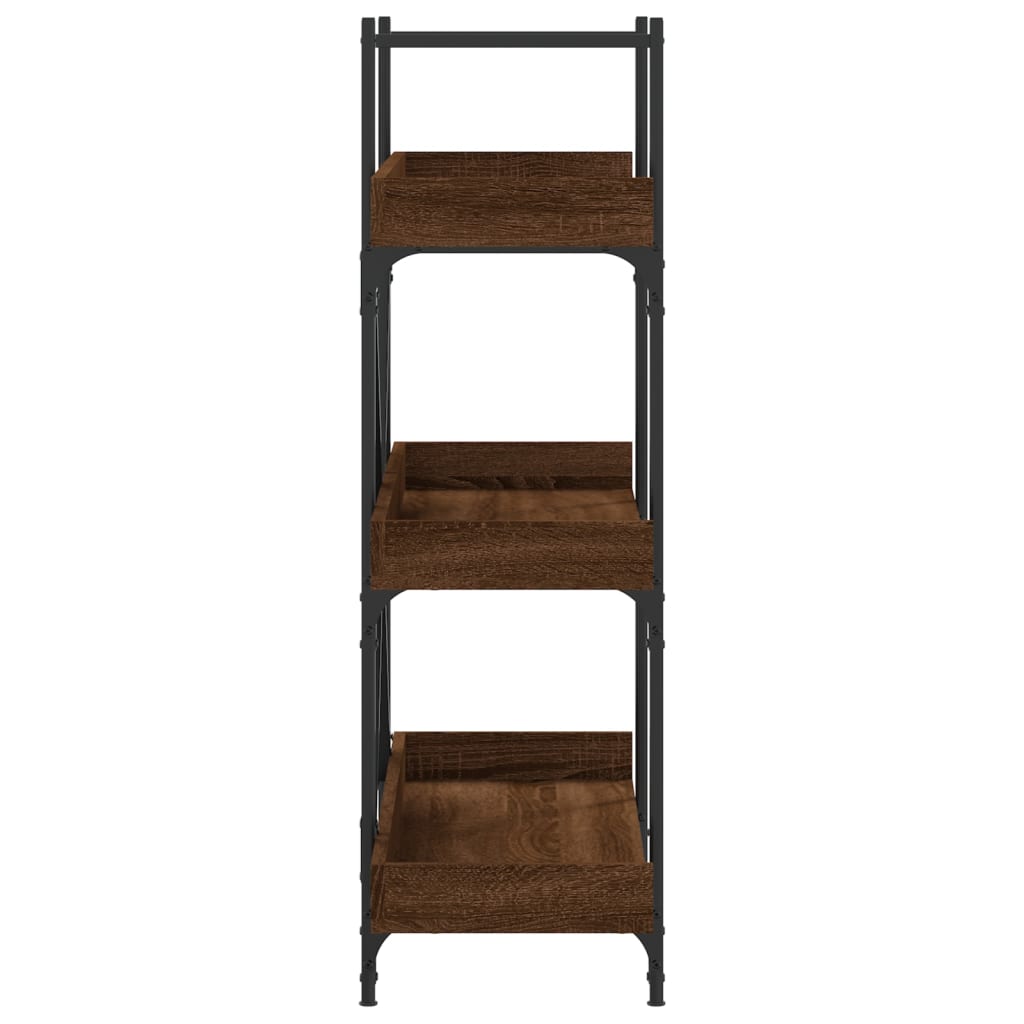 Bookcase 3-Tier Brown Oak 100X33X108.5 Cm Engineered Wood