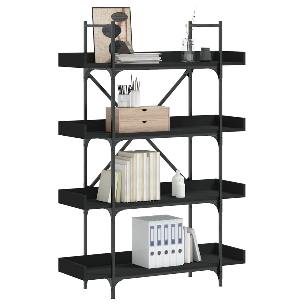 Bookcase 4-Tier Black 100X33X145.5 Cm Engineered Wood