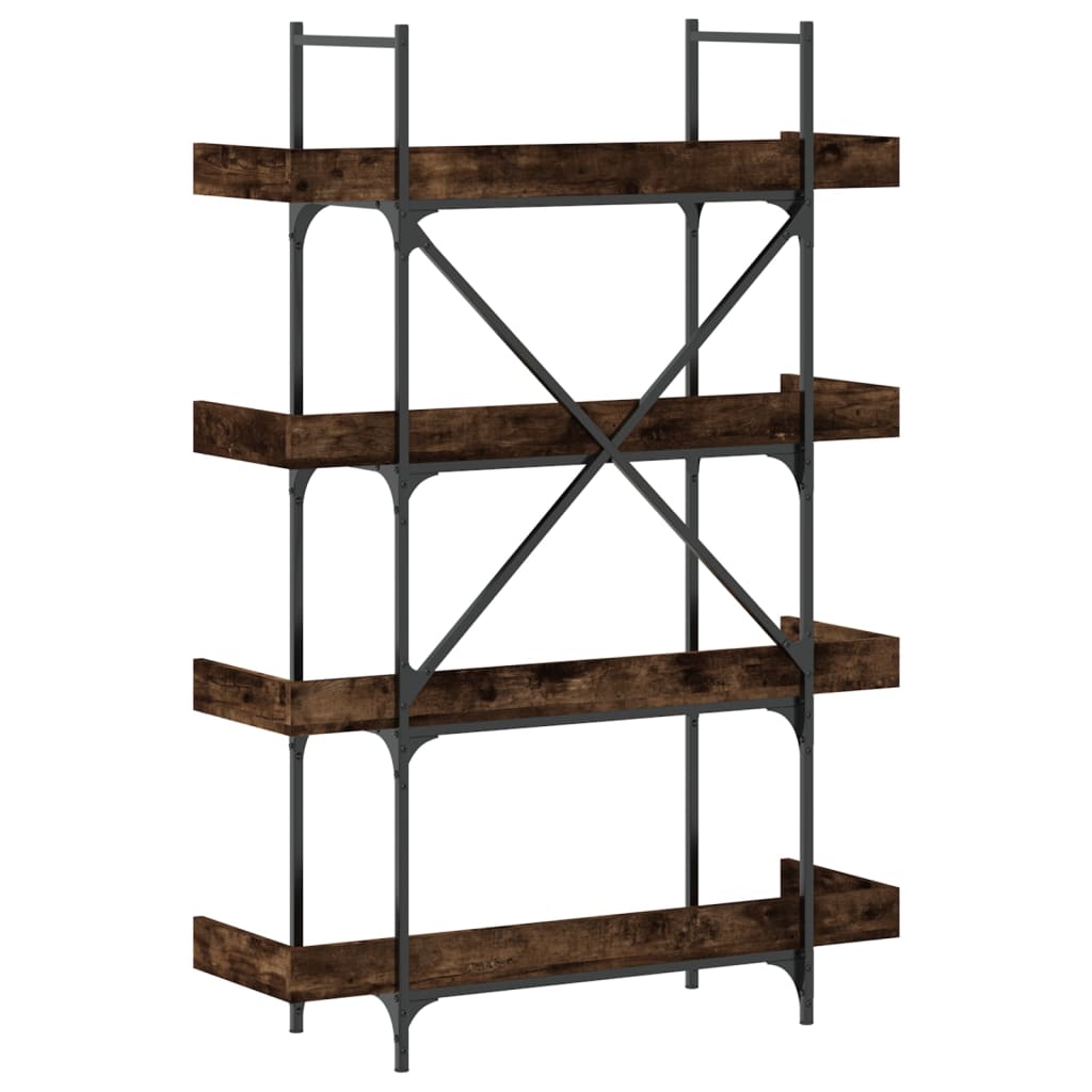 Bookcase 4-Tier Smoked Oak 100X33X145.5 Cm Engineered Wood