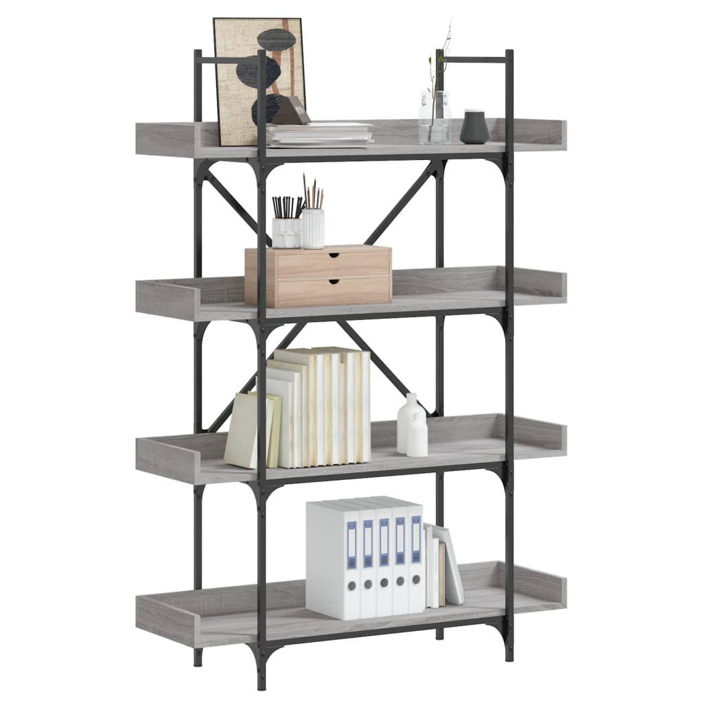 Bookcase 4-Tier Grey Sonoma 100X33X145.5 Cm Engineered Wood