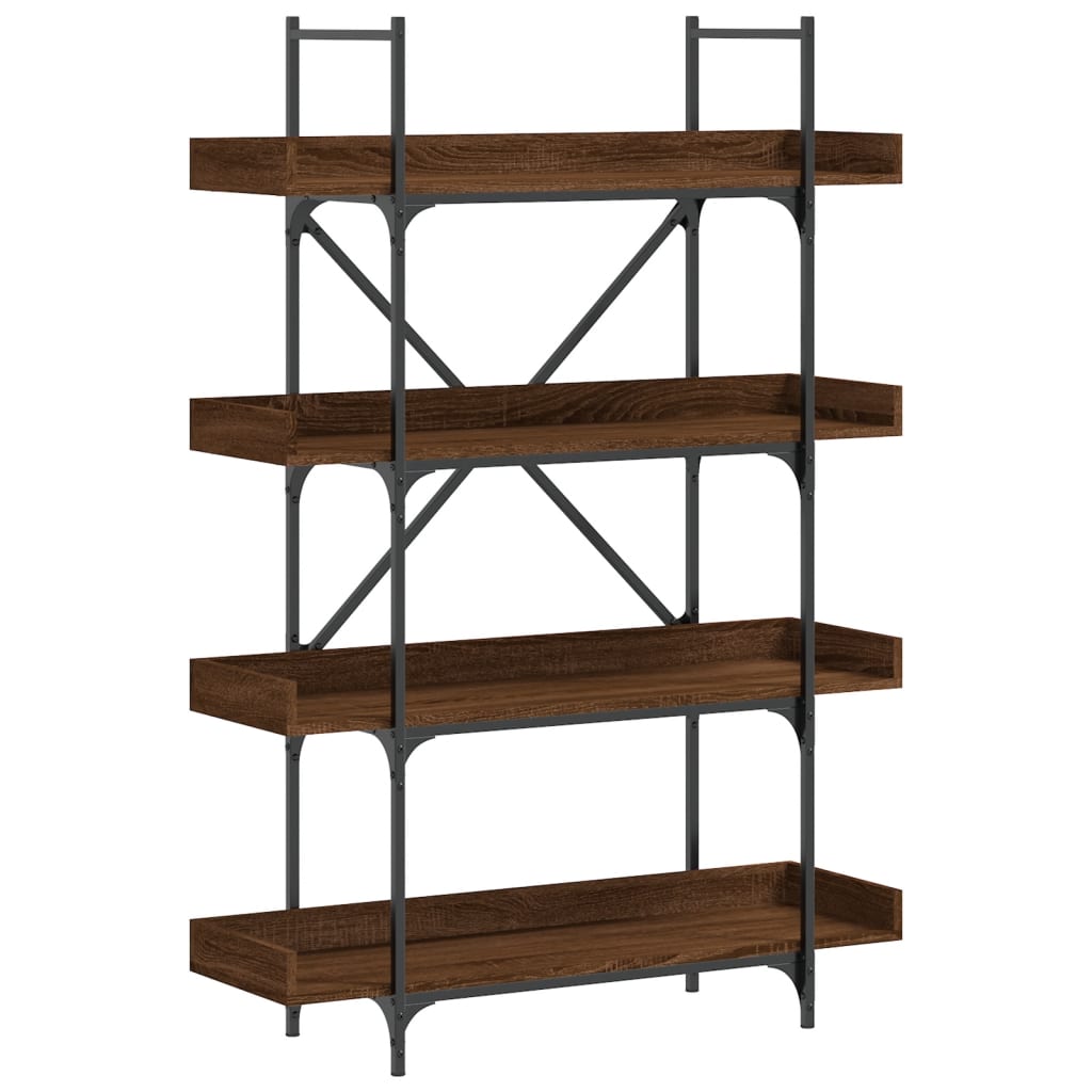 Bookcase 4-Tier Brown Oak 100X33X145.5 Cm Engineered Wood