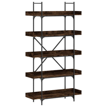 Bookcase 5-Tier Smoked Oak 100X33X180.5 Cm Engineered Wood