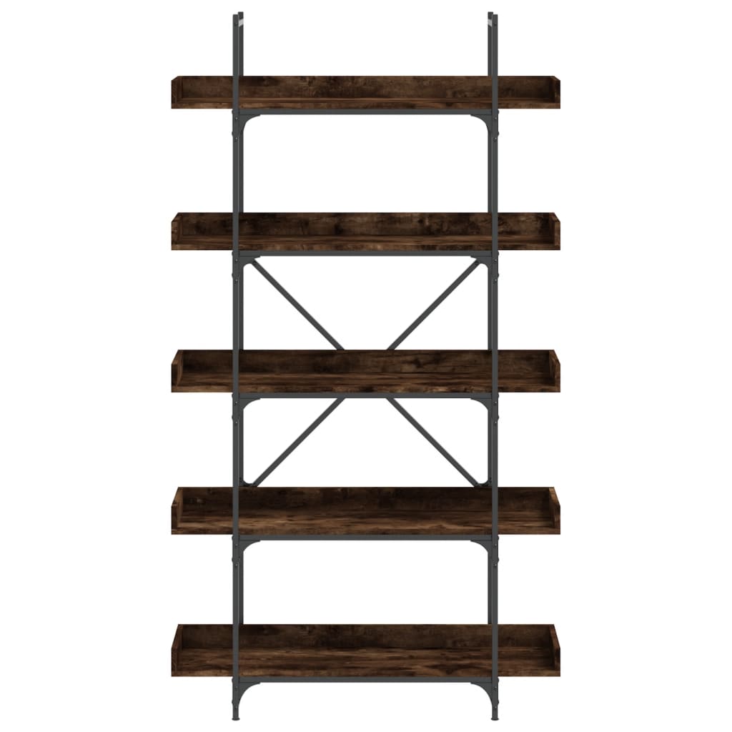 Bookcase 5-Tier Smoked Oak 100X33X180.5 Cm Engineered Wood