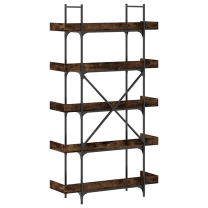 Bookcase 5-Tier Smoked Oak 100X33X180.5 Cm Engineered Wood