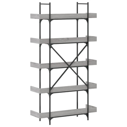 Bookcase 5-Tier Grey Sonoma 100X33X180.5 Cm Engineered Wood