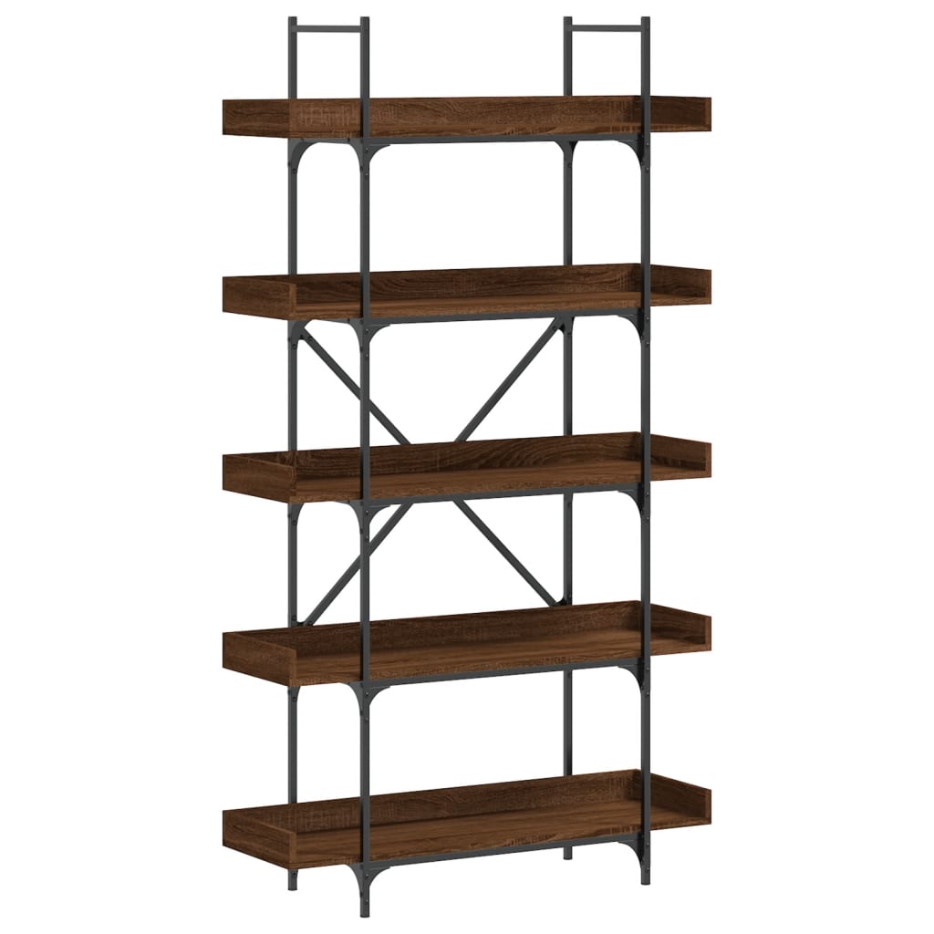 Bookcase 5-Tier Brown Oak 100X33X180.5 Cm Engineered Wood