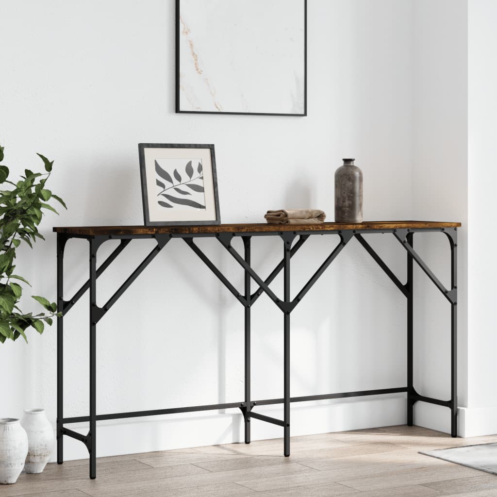 Console Table Smoked Oak 140X29X75 Cm Engineered Wood