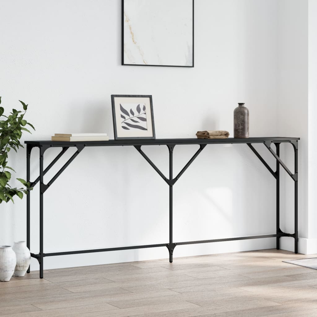 Console Table Black 180X23X75 Cm Engineered Wood