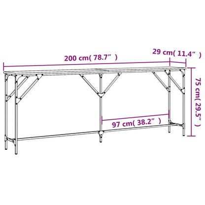 Console Table Grey Sonoma 200X29X75 Cm Engineered Wood