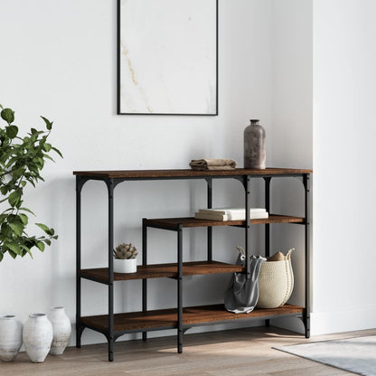 Console Table With Shelves Brown Oak 100X35X75 Cm