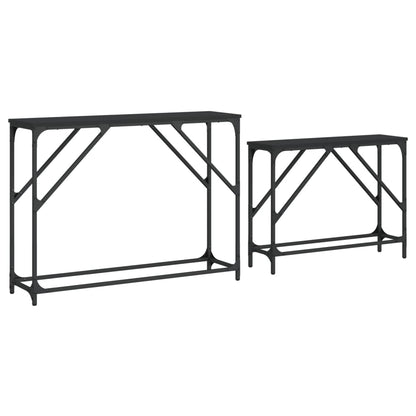 Nesting Console Tables 2 Pcs Black Engineered Wood