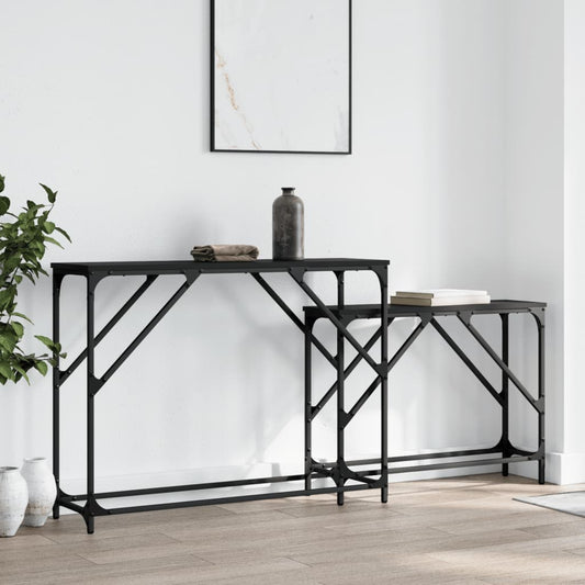 Nesting Console Tables 2 Pcs Black Engineered Wood