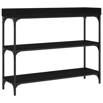 Console Table With Shelves Black 100X30X80 Cm