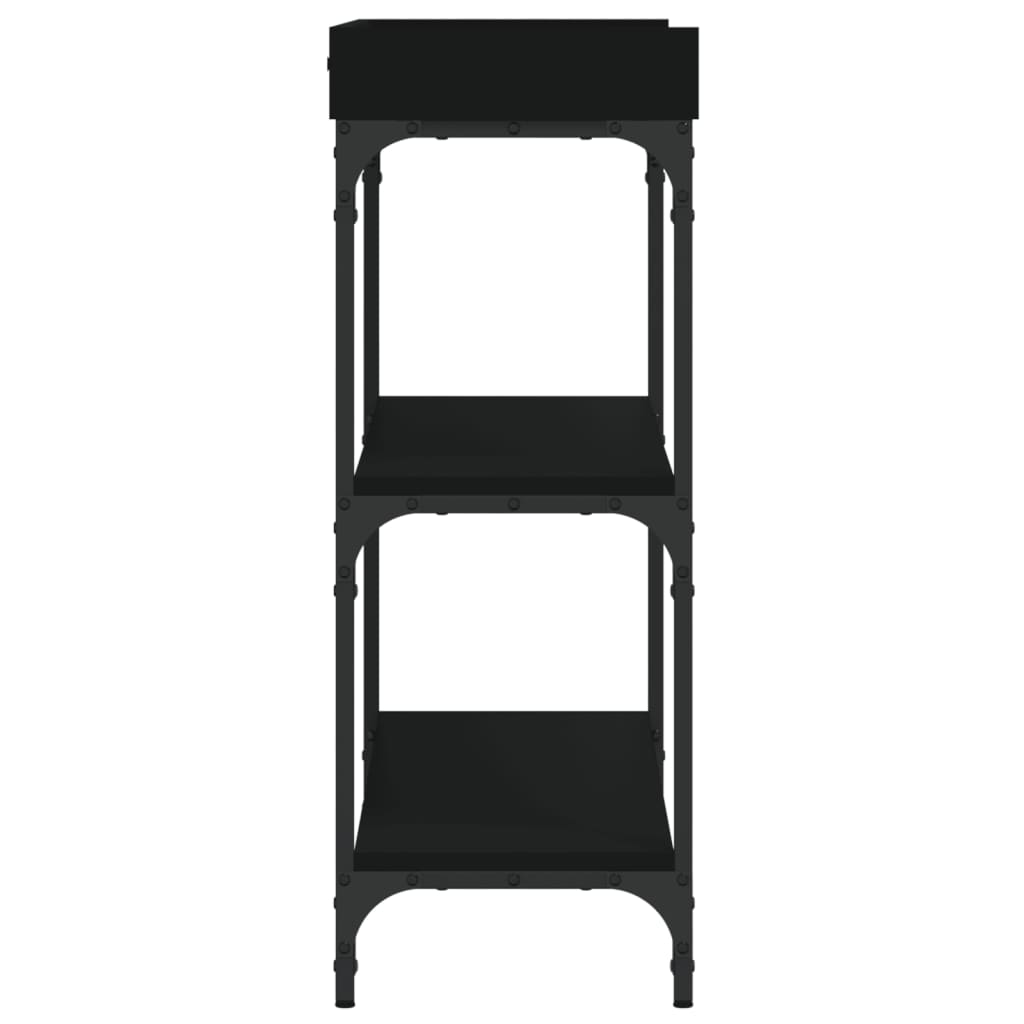 Console Table With Shelves Black 100X30X80 Cm