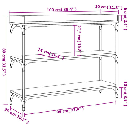 Console Table With Shelves Black 100X30X80 Cm