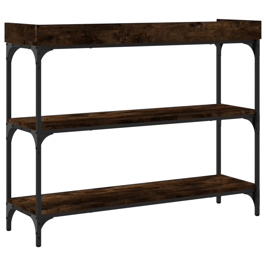 Console Table With Shelves Smoked Oak 100X30X80 Cm