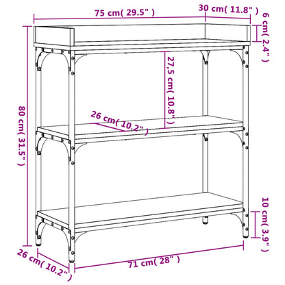 Console Table With Shelves Black 75X30X80 Cm