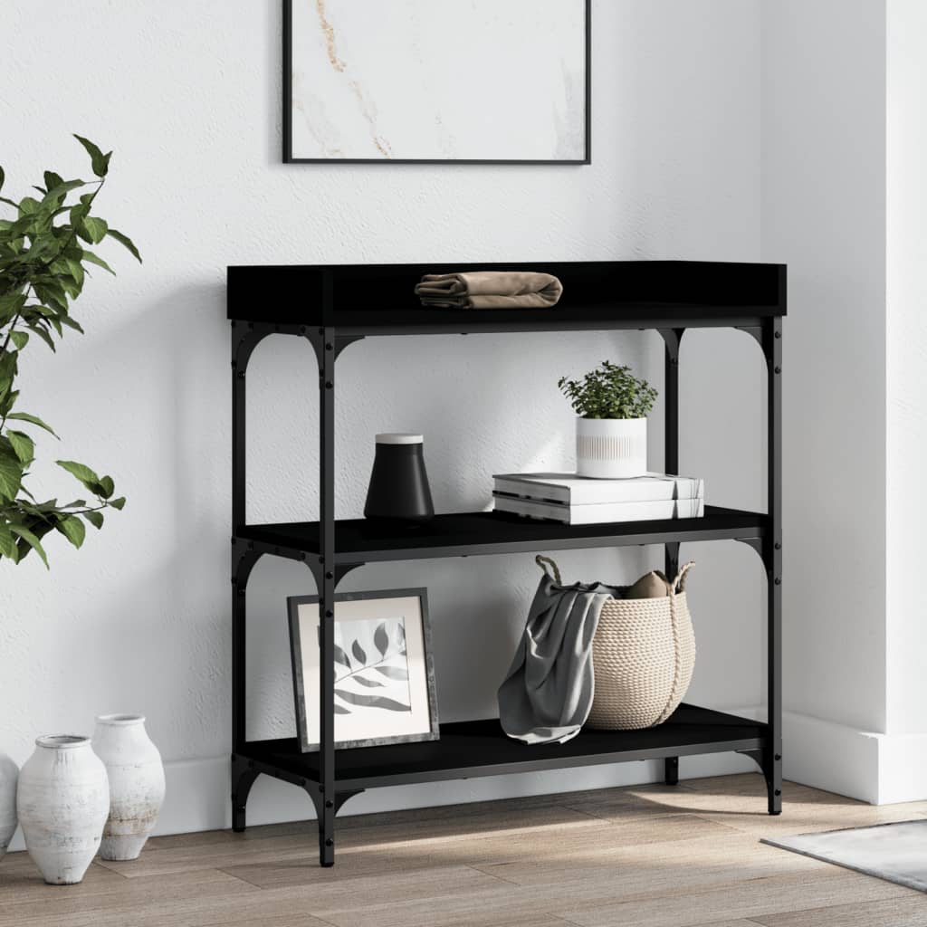 Console Table With Shelves Black 75X30X80 Cm