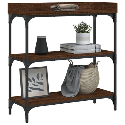 Console Table With Shelves Brown Oak 75X30X80 Cm