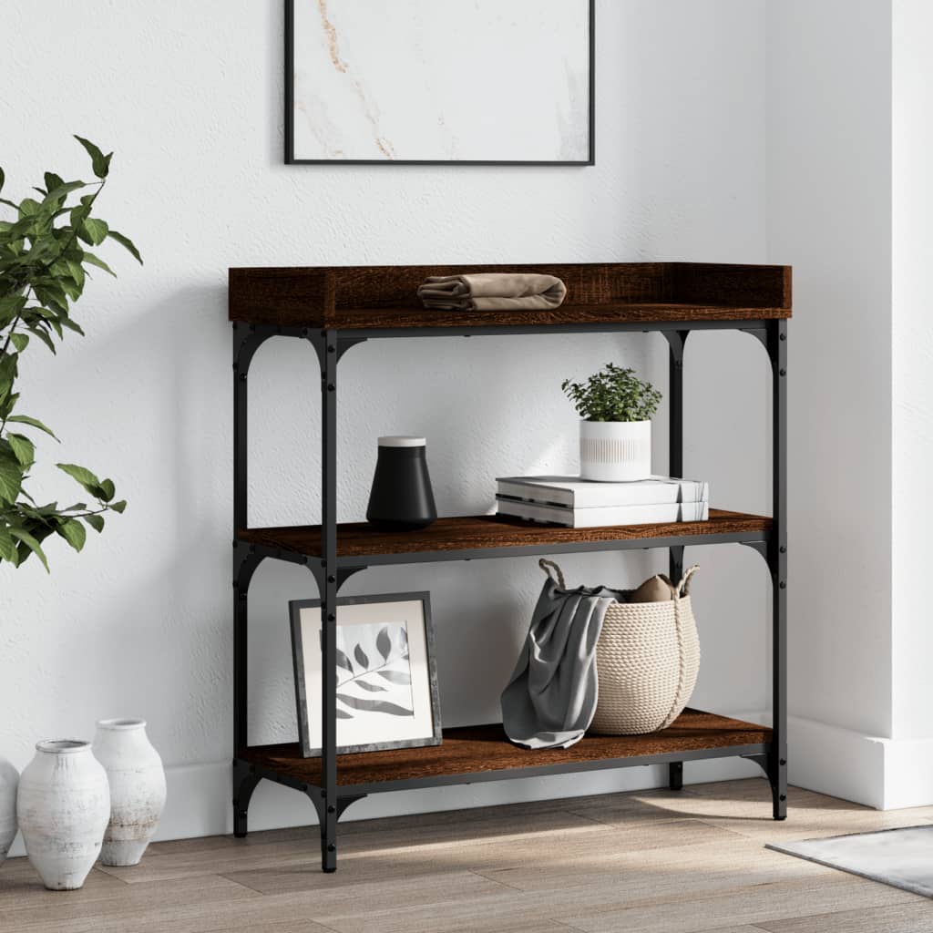 Console Table With Shelves Brown Oak 75X30X80 Cm