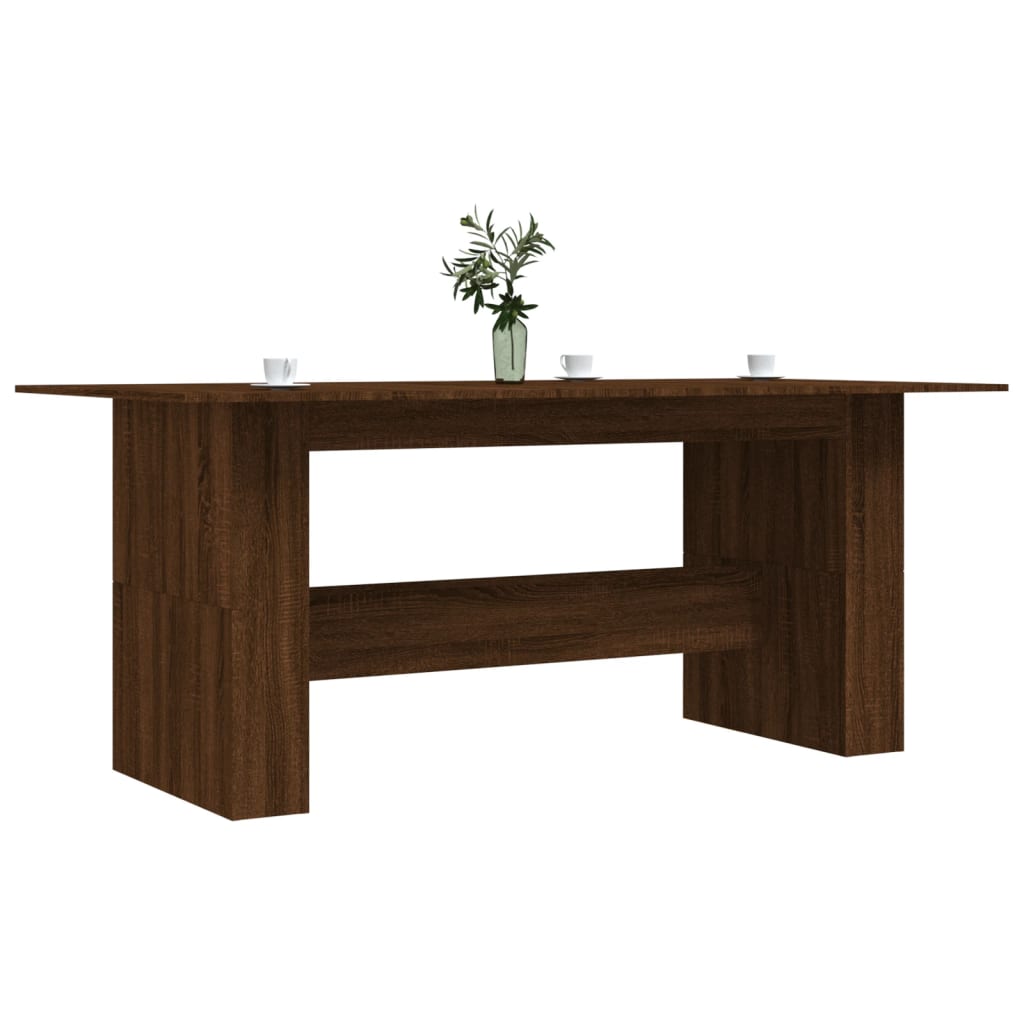 Dining Table Brown Oak 180X90X76 Cm Engineered Wood