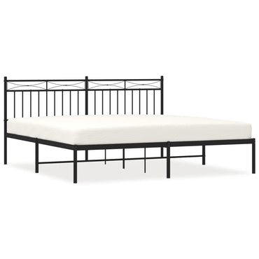 Metal Bed Frame Without Mattress With Headboard Black 180X200Cm