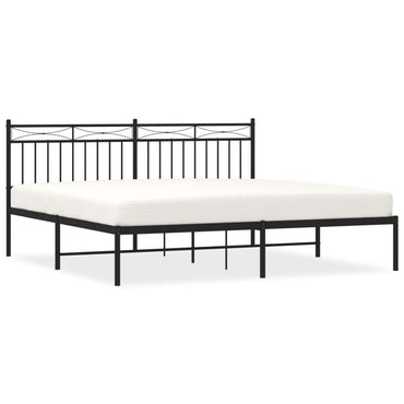 Metal Bed Frame Without Mattress With Headboard Black 183X213Cm