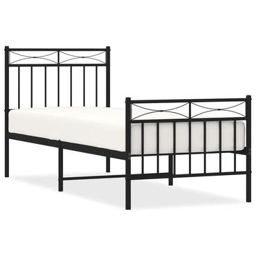 Metal Bed Frame Without Mattress With Footboard Black 80X200Cm