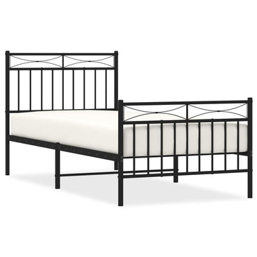 Metal Bed Frame With Headboard And Footboardâ Black 90X200 Cm