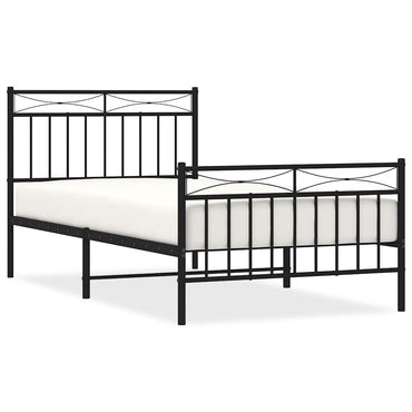 Metal Bed Frame With Headboard And Footboardâ Black 100X190 Cm