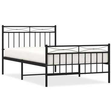 Metal Bed Frame Without Mattress With Footboard Black 107X203Cm