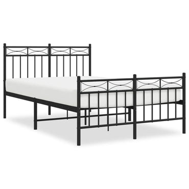 Metal Bed Frame Without Mattress With Footboard Black 120X190Cm