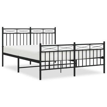 Metal Bed Frame Without Mattress With Footboard Black 135X190Cm