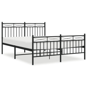 Metal Bed Frame Without Mattress With Footboard Black 140X190Cm