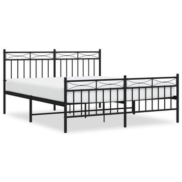 Metal Bed Frame With Headboard And Footboardâ Black 160X200 Cm