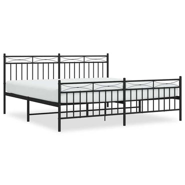 Metal Bed Frame With Headboard And Footboardâ Black 183X213 Cm