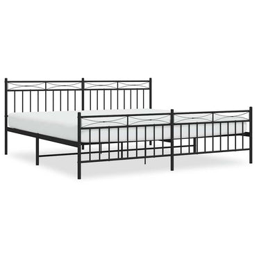 Metal Bed Frame With Headboard And Footboardâ Black 193X203 Cm