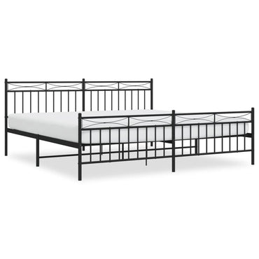 Metal Bed Frame Without Mattress With Footboard Black 200X200Cm