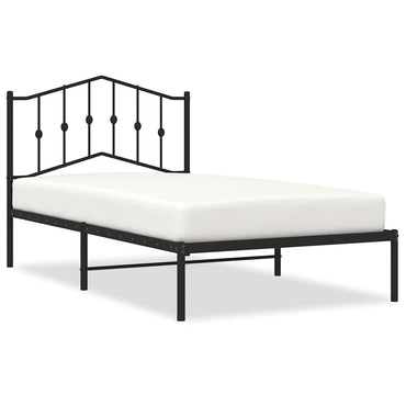 Metal Bed Frame Without Mattress With Headboard Black 100X190Cm