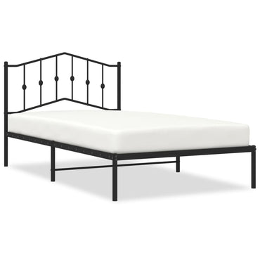 Metal Bed Frame Without Mattress With Headboard Black 107X203Cm