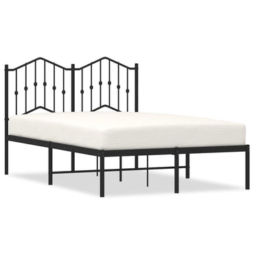 Metal Bed Frame With Headboard Black 120X190 Cm Small Double