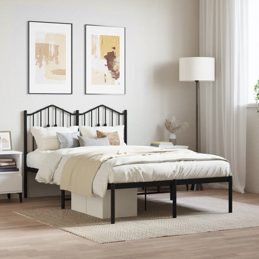 Metal Bed Frame Without Mattress With Headboard Black 120X200Cm