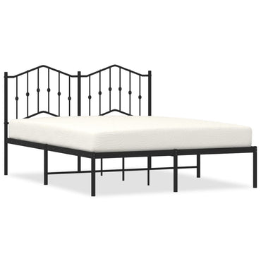 Metal Bed Frame With Headboard Black 140X190 Cm