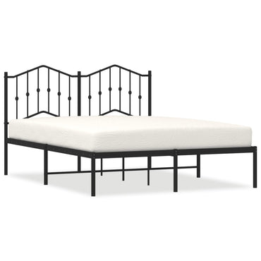 Metal Bed Frame With Headboard Black 140X200 Cm