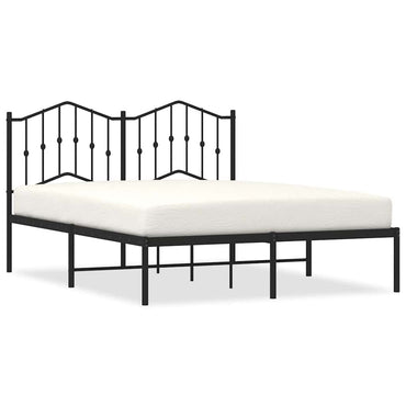 Metal Bed Frame With Headboard Black 150X200 Cm King Size